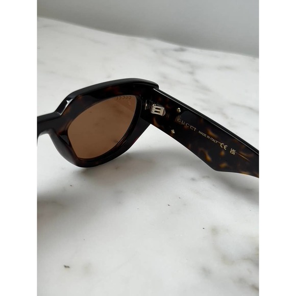 NEW Gucci GG1421S Brown Thick Rim Marmont Cat Eye Sunglasses - Picture 10 of 11